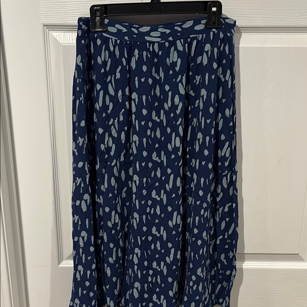 Nine West Navy Midi Skirt with Light Blue Spot Pattern